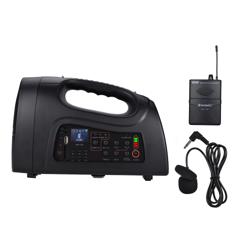 

Baomic PA-101 Portable Multifunctional Amplifier Voice Speaker 6inches with Lavalier Lapel Collar Clip-on Microphone Support Wired/Wireless VHF/UHF Mic Rechargeable Battery FM Radio MP3 Function