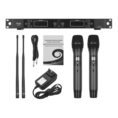

Muslady U-6002 Professional Dual-Channel UHF Wireless Microphone System