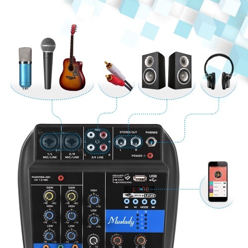 

Muslady S-1 Portable 4-Channel BT Mixing Console