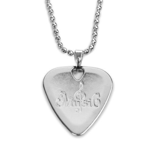 Metal Guitar Pick Necklace Zinc Alloy 1.2mm Thickness with Ball Chain