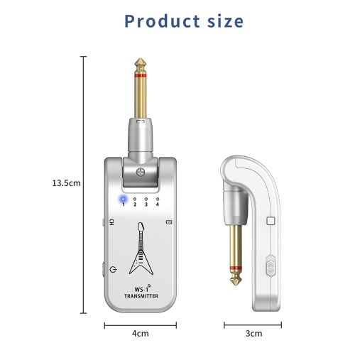 WS-1 2.4GHz Wireless Guitar System Rechargeable Audio Transmitter and Receiver