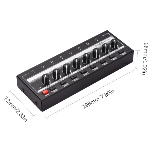 HA800S Headphone Amplifier 8 Channels Mono/Stereo Metal Stereo Headphone Amps Audio Amp 