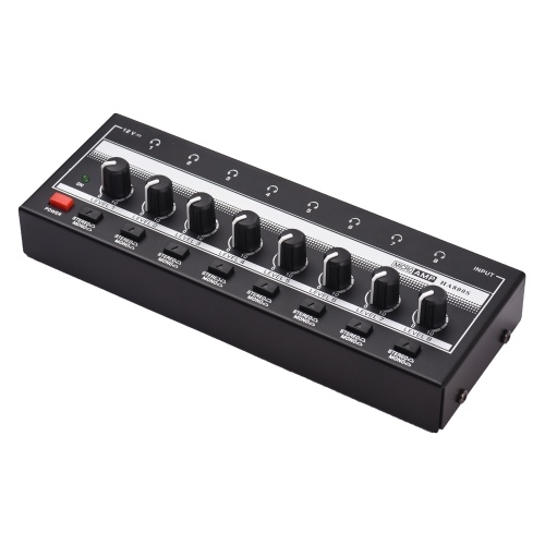 HA800S Headphone Amplifier 8 Channels Mono/Stereo Metal Stereo Headphone Amps Audio Amp 