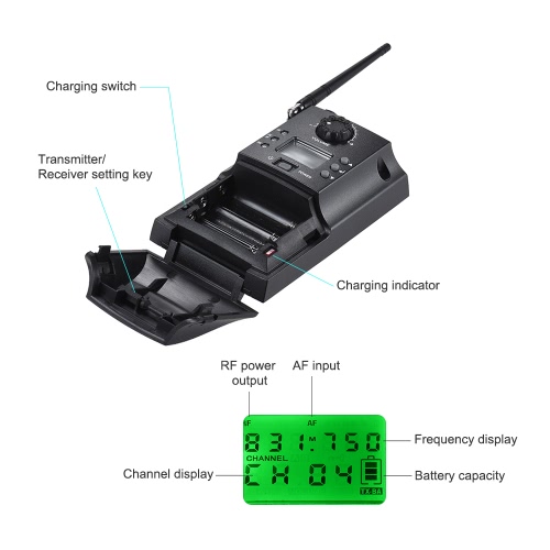 

Portable Clamp Clip on UHF Instrument Wireless Microphone System with Receiver & Transmitter 32 Channels for Sax Saxophone