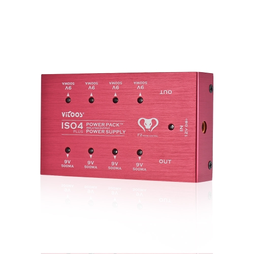 

VITOOS ISO4PLUS Compact Guitar Effects Power Supply Power Pack Station 8 Isolated DC 9V Outputs Max. 500mA with Short Circuit Protection
