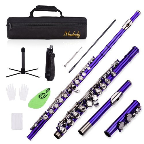 

Muslady Closed Hole C Flute 16 Keys Cupronickel Nickel-plated Wind Instrument