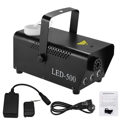 

500W RGB Portable Fog Machine with 3-Color LED Lights 250ml Tank Remote Control