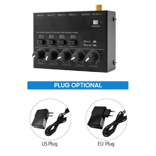 Ultra Low Noise 4 Channel Line Stereo Mixer 