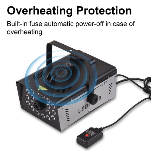 Outdoor 18 LED Lights 13 Colors 1000W 5000CFM Smoke Machine Fog Machine with 1 Wired Receiver and 2 Wireless Remote Controls 