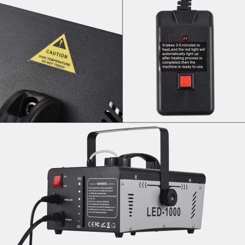 Outdoor 18 LED Lights 13 Colors 1000W 5000CFM Smoke Machine Fog Machine with 1 Wired Receiver and 2 Wireless Remote Controls 
