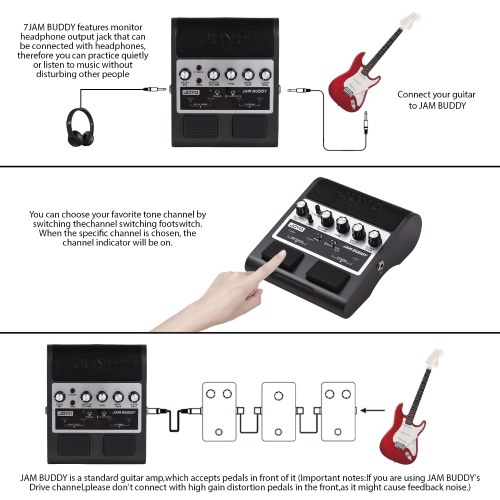 JOYO JAM BUDDY Electric Guitar Speaker - Dual Channel Design, Long Battery Life, Compact & Convenient 