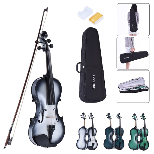 

ammoon 1/4 Size Basswood Violin Maple Scroll Fingerboard Pegs Aluminum Alloy Tailpiece with High Quality Rosin Bow Violin Case Gra