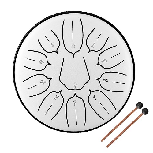 

6 inch 11-Tone Steel Tongue Drum Hand Pan Drums with Drumsticks Percussion Musical Instruments