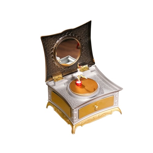 

muslady Dancing Girl Music Box Table Music Jewelry Box Retro Home Decoration Gift Music Gift White