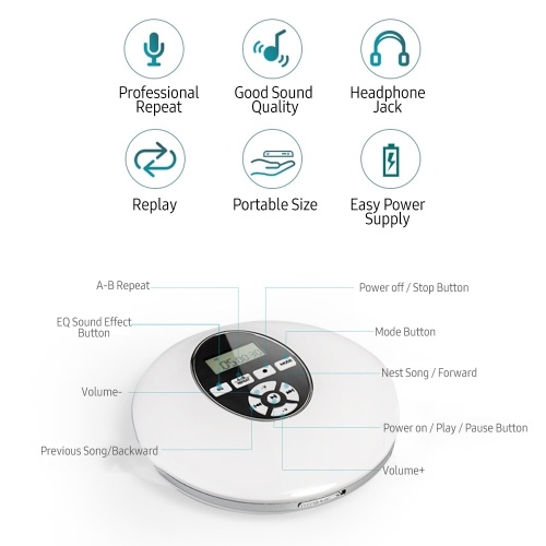 

Mini CD Player Portable LCD Digital CD-Runner Music Player
