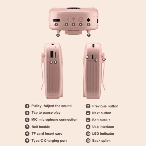 S20 Voice Amplifier: Portable PA System with BT Connectivity and Digital Display Screen 