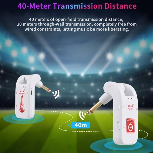 WS-4 2.4G Wireless Guitar System with Rechargeable Transmitter and Receiver 