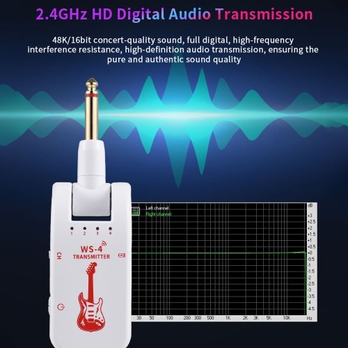 WS-4 2.4G Wireless Guitar System with Rechargeable Transmitter and Receiver 