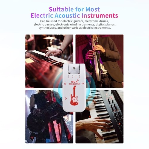 WS-4 2.4G Wireless Guitar System with Rechargeable Transmitter and Receiver 