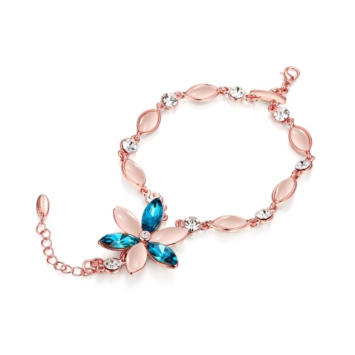 

Viennois Opal Flower Rhinestone Cuff Charm Bracelet Bangle