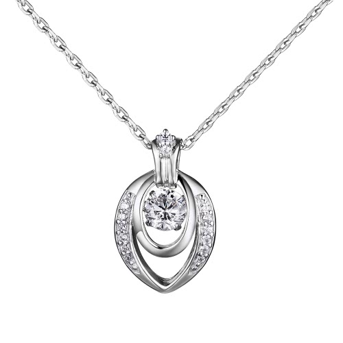 JURE moda S925 Sterling Silver Ciondolo ruotabile Zirconia Sparkle Collana 18 Inch