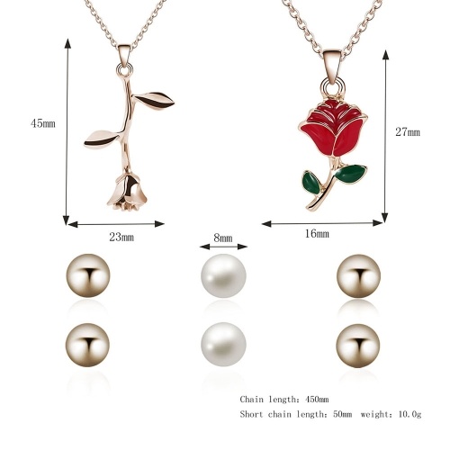 

Fashion Jewelry Set Pendant Necklace Simple Pearl Ear Studs for Women Jewelry Accessory