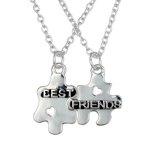 2pcs 'mejores amigos' Puzzle Set de collares colgantes con langosta corchete de la joyería fina personalizada regalo 45cm