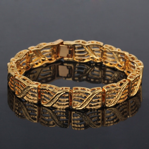 Persönlichkeit Punk Rock Style 18K Gold vergoldet Metall Link Hand Kette Armband Modeschmuck für Frauen Mädchen