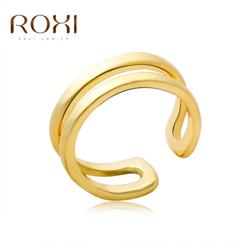 ROXI Classic Fashion Gold Plated Smooth Opening Ring Women Bride Wedding Engagement Jewelry Accessory Gift