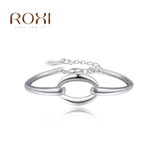 ROXI moda oro bianco placcato cerchio intorno liscia Bracciale Bangle gioielli accessorio for Women Girl