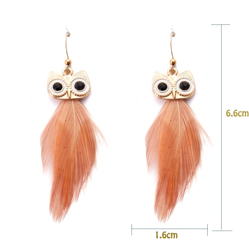 

Fashion Hot New High Quality Vintage Earring with Animal Feather Pendant Ear Drop Owl Dangle Jewelry for Women Gift