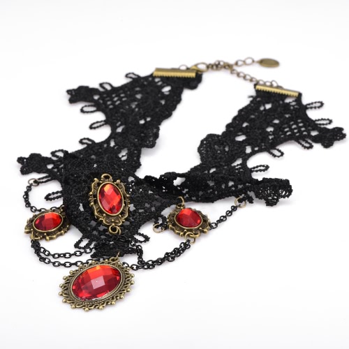 

Gothic Punk Lace Choker Wide Necklace
