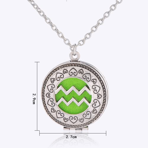 

Perfume Essential Oil Diffuser Zodiac Sign Round Pendant Necklace