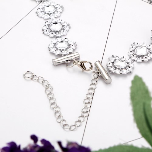 

Мода многослойных акриловых кристаллов полые цветы ожерелье Чокер Rhinestone ретро короткий воротник ожерелье женщин украшения подарок аксессуаров