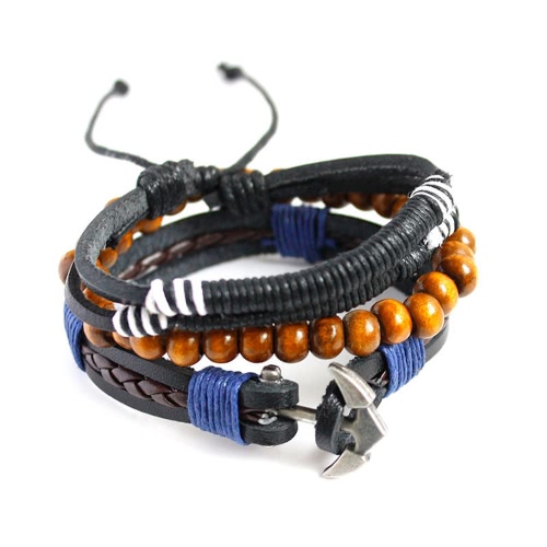 Fashion Bohemian Multi-layer Alloy Wooden Beads Braided Bracelet