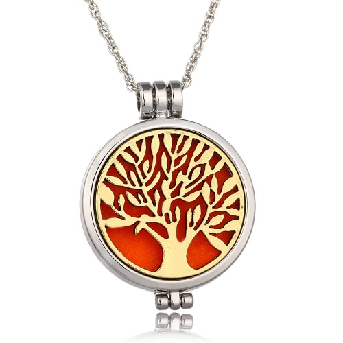 Bijoux délicats Aromathérapie Collier Tree of Life Pattern Locket Pendentif Perfume Diffuser Collier