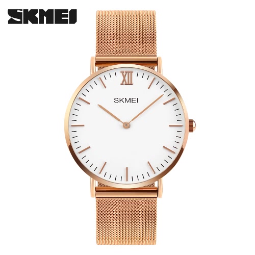 

SKMEI 3ATM Water-resistant Fashion Casual Watch Quartz Lover Watch Stainless Steel Wristwatch Men Women