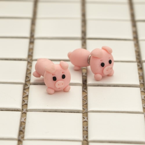 

Stylish Handmade Polymer Clay Cartoon Cute Piggy Standard Schnauzer Animals Women Earrings