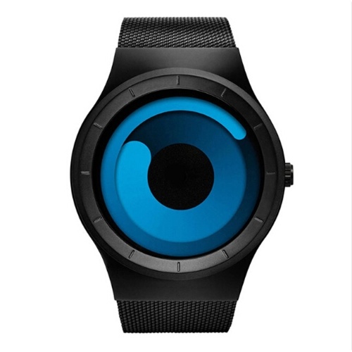 GEEKTHINK 6002 Nuevo reloj de cuarzo de lujo de malla de acero inoxidable hombres y mujeres regalos Cool reloj de pulsera de acero con dial giratorio