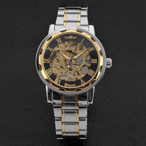 

Winner Men Luxury Stainless Steel Band Watches Casual Mechanical Skeleton Watch Fashion Hand-Wind Wristwatch