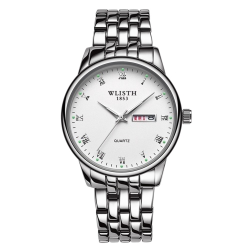 

WLISTH Q359 Couple Watch Elegant Stylish His and Hers Quartz Wrist Watch Classic Business Dress Watch for Men Women with Week/Date/Luminous/30M Waterproof Stainless Steel Strap