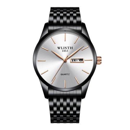 

WLISTH S512 Stylish Business Men Quartz Watch Multifunctional Minimalist Wrist Watch with 30M Waterproof/Dual-calendar Display Elegant Gentleman Watch with Stainless Steel Strap