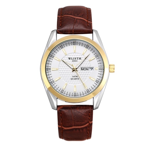 

WLISTH S903 Classic Couple Watch Minimalist His and Hers Quartz Wrist Watch Business Casual Dress Watch for Men Women with Calendar/Luminous/30M Waterproof Leather Strap
