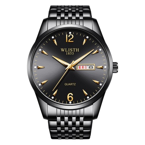 

WLISTH S946 Classic Stylish Men Quartz Wrist Watch Multifunctional Business Casual Watch with Luminous/Dual-calendar Display 30M Waterproof Stainless Steel/Leather Strap