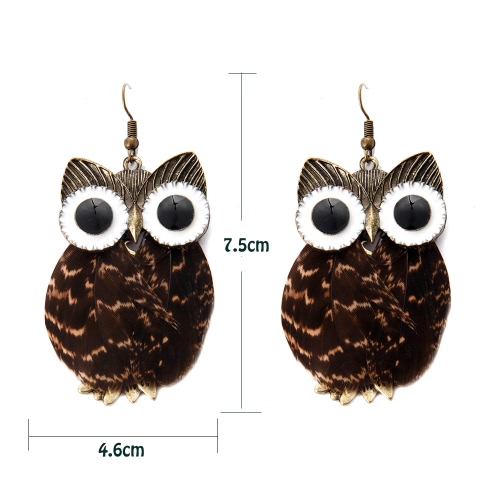 

Fashion Hot New High Quality Vintage Earring with Animal Feather Pendant Ear Drop Owl Dangle Jewelry for Women Gift