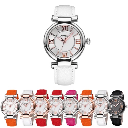 

SINOBI Top Brand New Luxury Leather Women Watch Ladies Fashion PU Leather Quartz Dress Watches Roman Number Casual Wristwatch