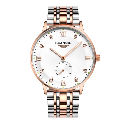 GUANQIN 3ATM Water Resistant Automatic Mechanical Watch Men Business Watch with Second Sub-dial Durable Watchband Analog Wrist Watch