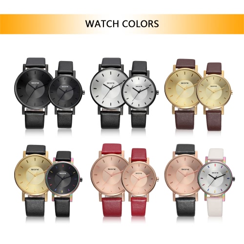 

SKONE Fashion Luxury Quartz Couple Watches Water-Proof PU Leather Lovers Watch Men Women Casual Wristwatch