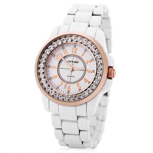 

SINOBI Fashion Luxury Diamond Women Wacthes Ceramic-Like Band Quartz Water-Proof Casual Wristwatch Ladies Dress Watch 2017