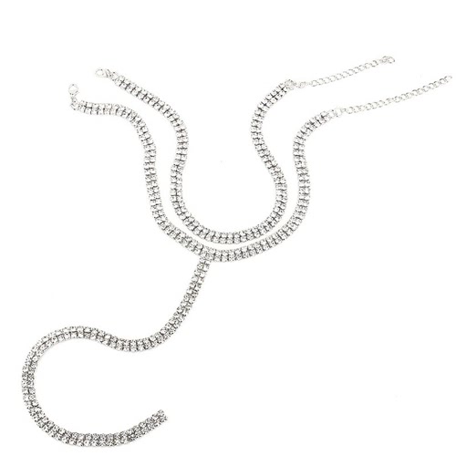 

Сексуальный длинный Rhinestone Choker Ожерелье Ювелирные изделия Double-String Слоистые камни для камней Кристалл Чокеры Длинные ожерелья Женщины
